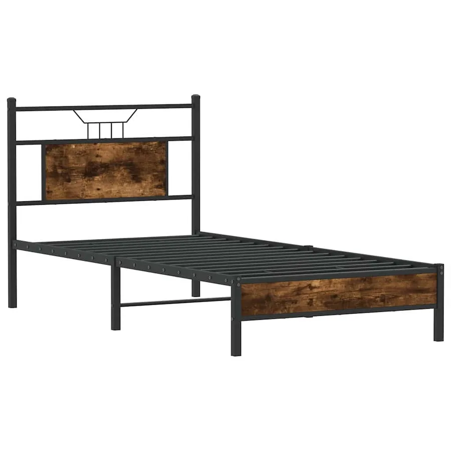 Cadre de lit sans matelas chêne fumé 90x200cm bois d'ingénierie - 5