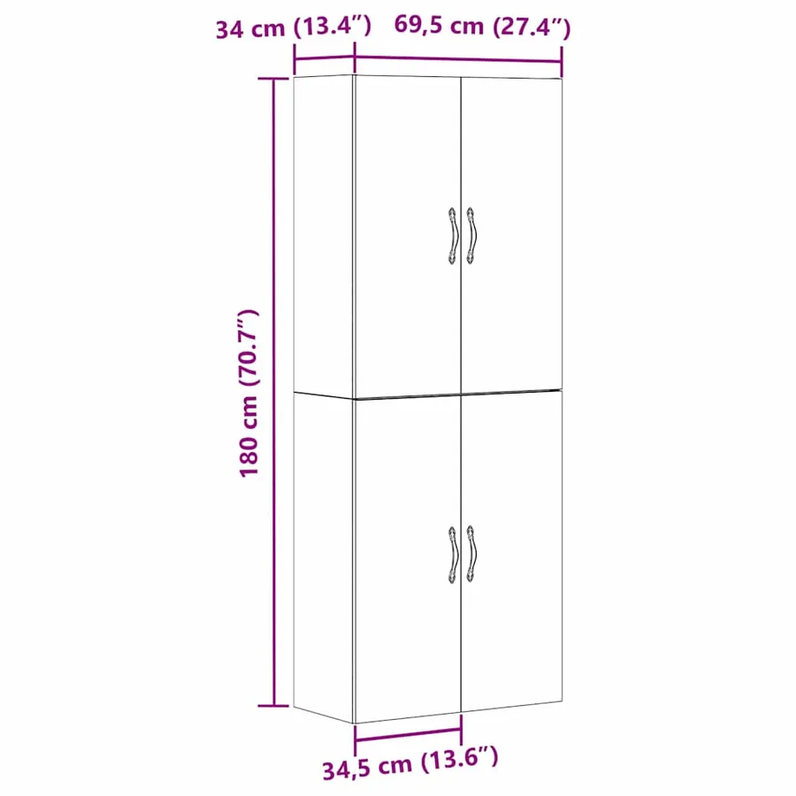 Armoire Murale Montage mural 2 pcs Chêne noir 69,5 x 34 x 90 cm - 12