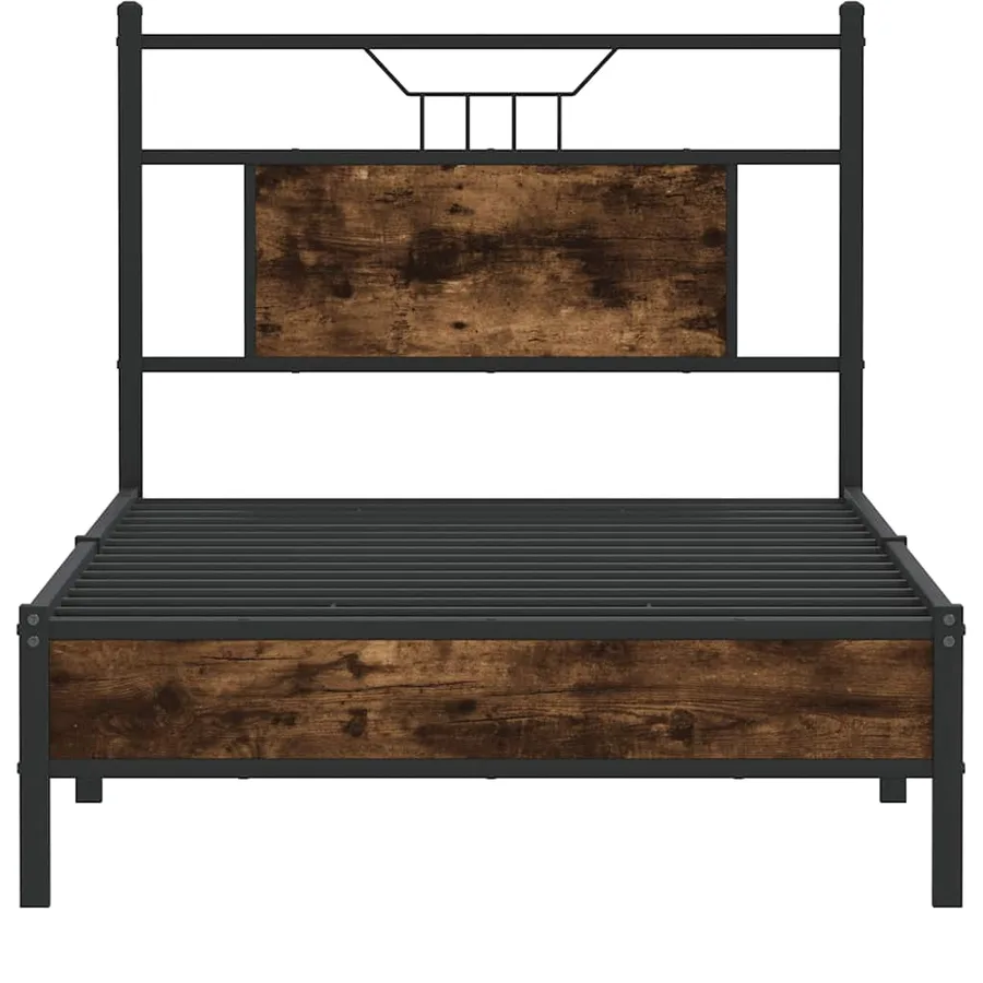 Cadre de lit sans matelas chêne fumé 80x200cm bois d'ingénierie - 6