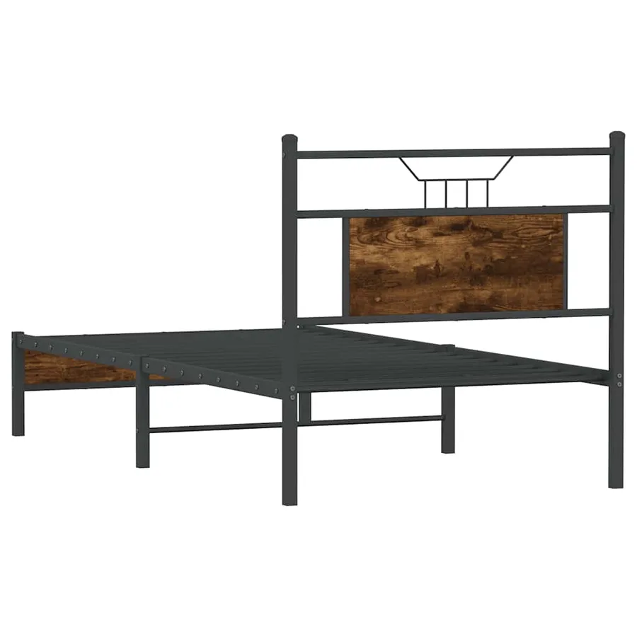 Cadre de lit sans matelas chêne fumé 80x200cm bois d'ingénierie - 8