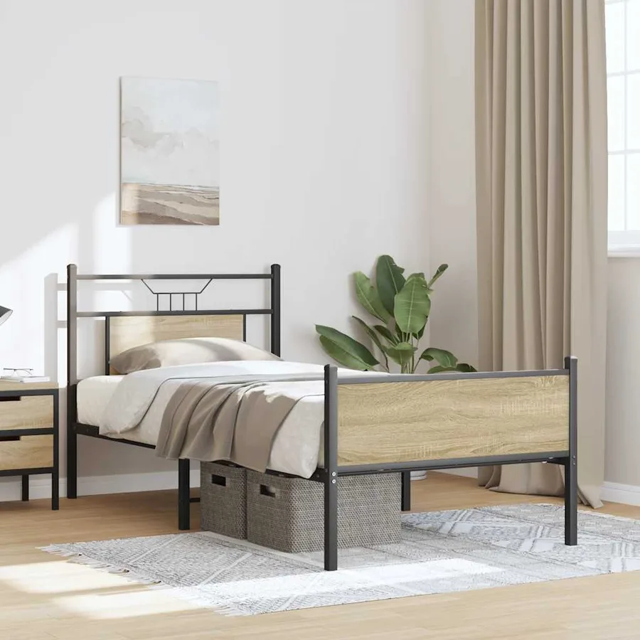 Cadre de lit sans matelas chêne sonoma 80x200 cm - 5