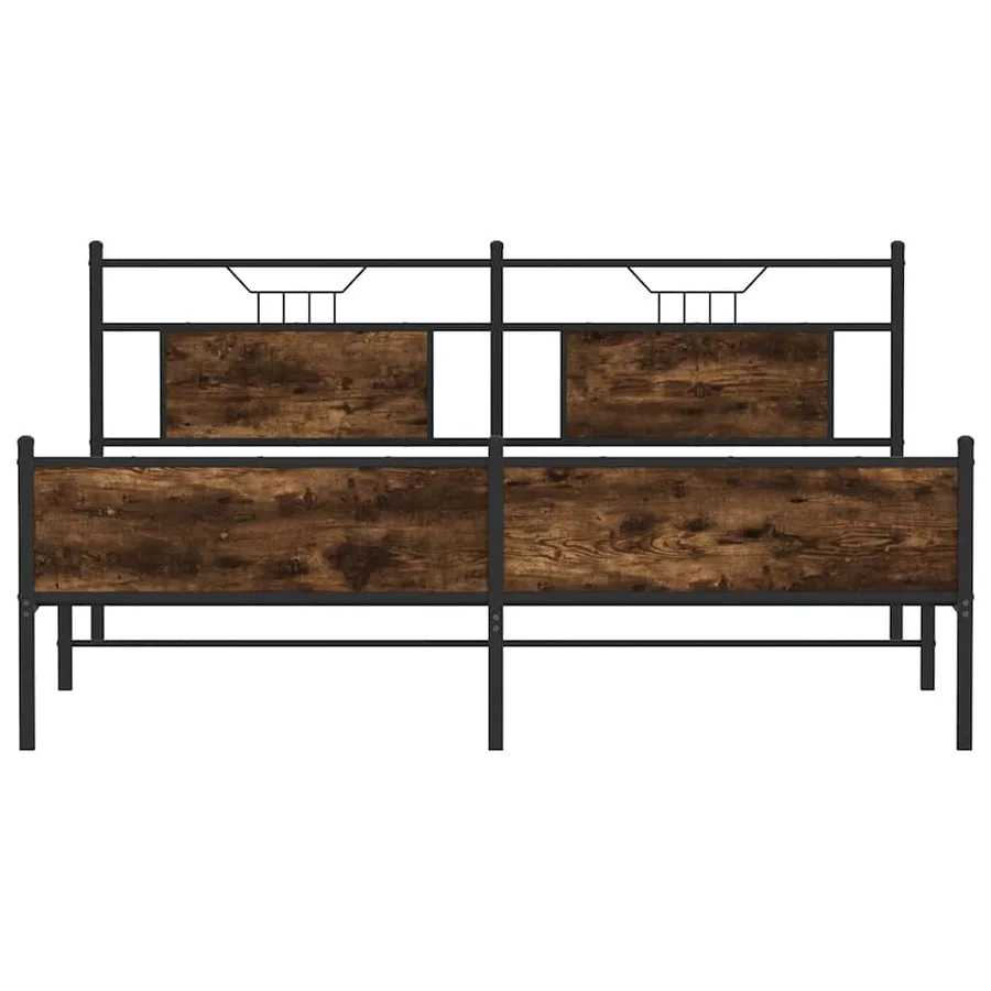 Cadre de lit en métal sans matelas chêne fumé 183x213 cm - 6