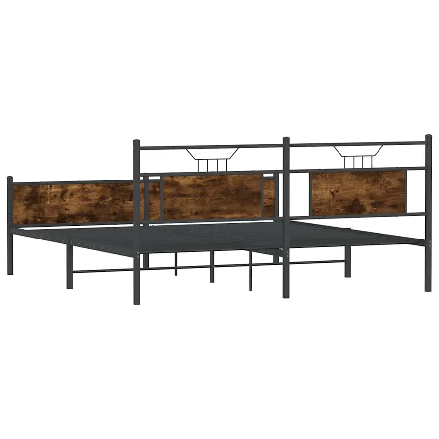 Cadre de lit en métal sans matelas chêne fumé 183x213 cm - 8