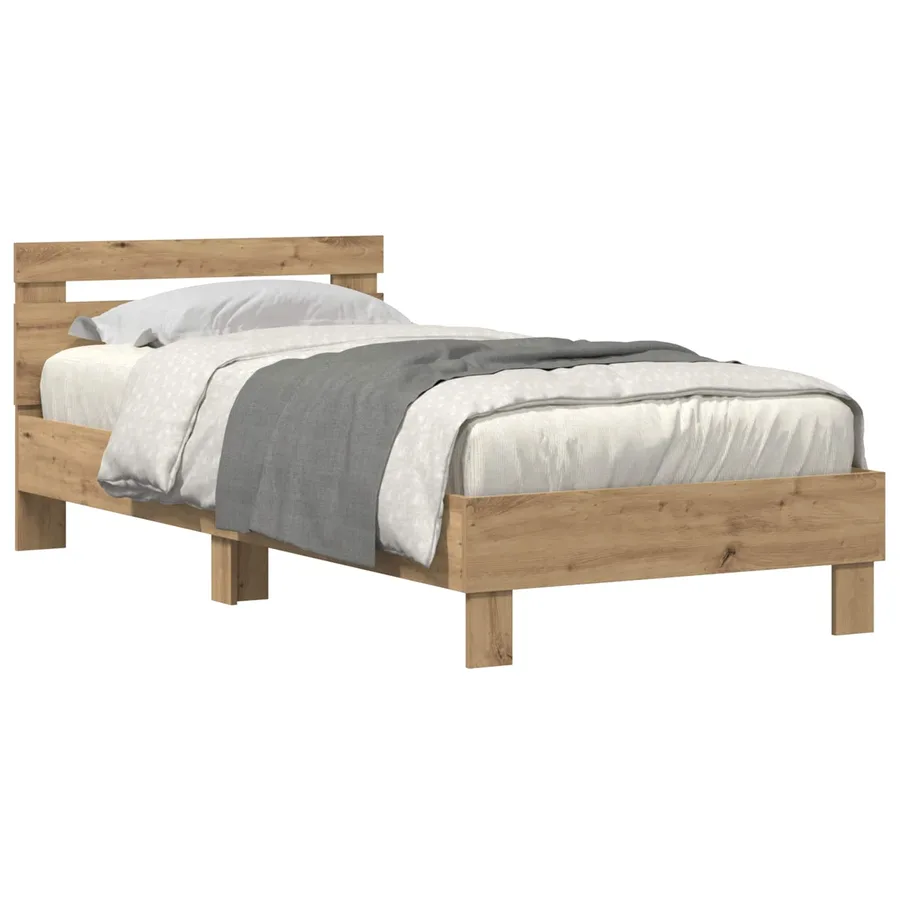 Cadre de lit Chêne artisanal 75 x 190 cm Bois d'ingénierie - 2