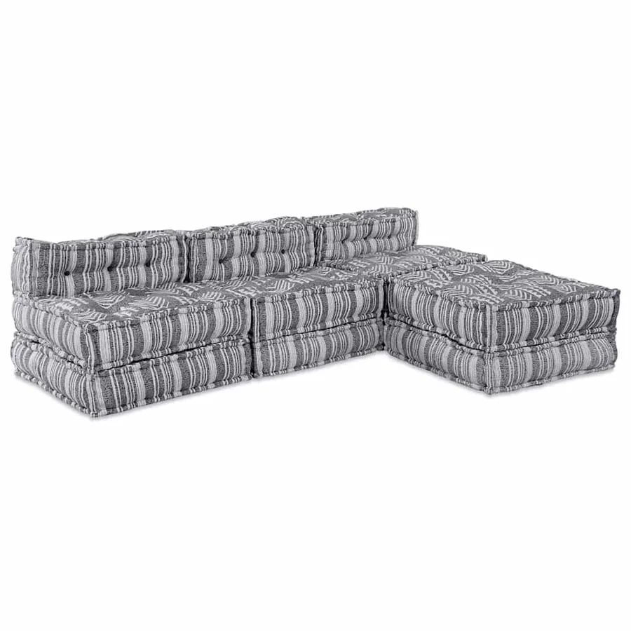 Unité de canapé modulaire 4 pcs Impression Grise Tissu