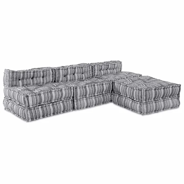Unité de canapé modulaire 4 pcs Impression Grise Tissu