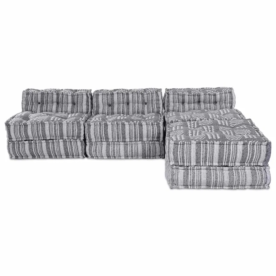 Unité de canapé modulaire 4 pcs Impression Grise Tissu - 7