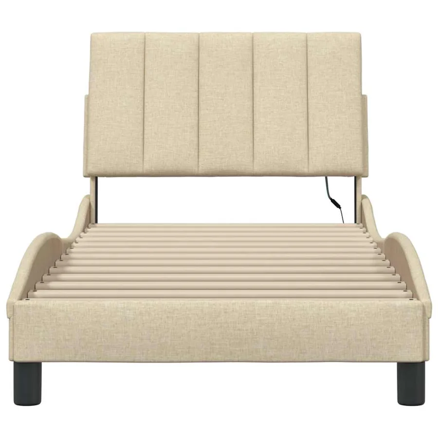 Cadre de lit sans matelas Hanko crème 80x200 cm tissu - 6