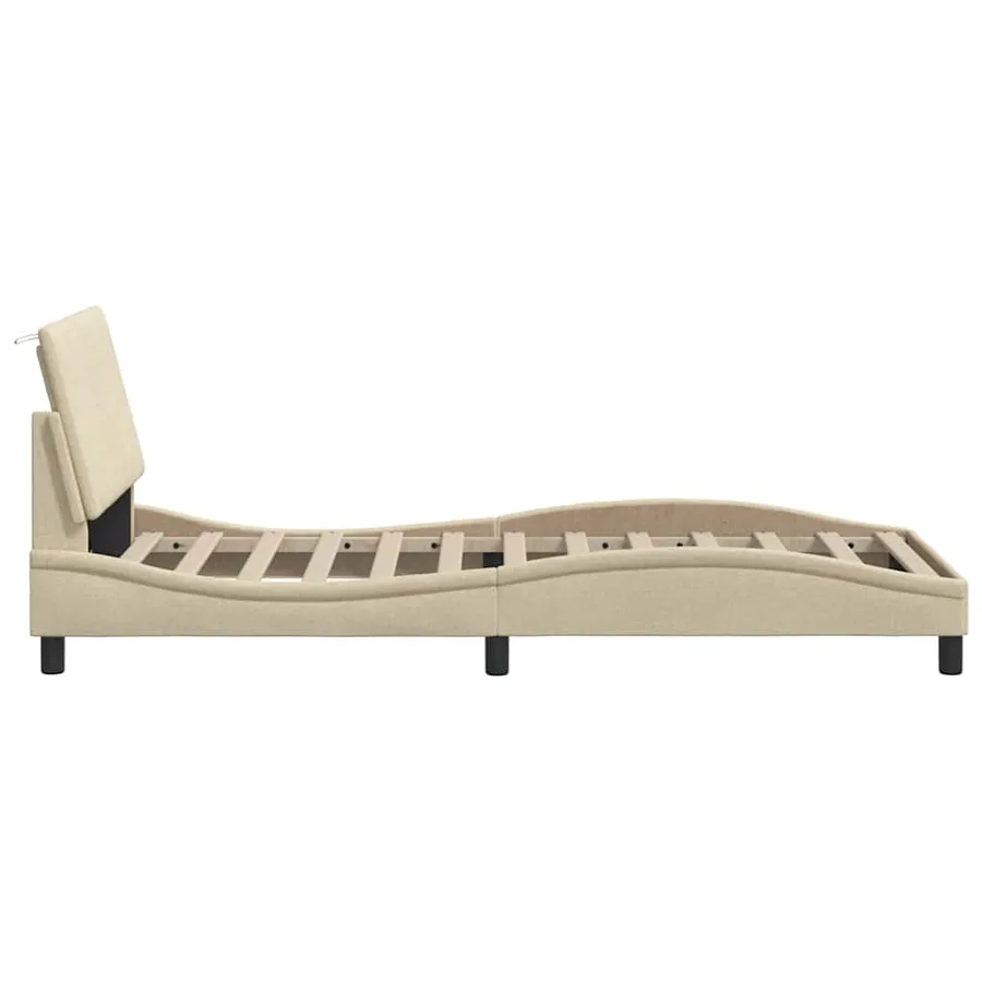 Cadre de lit sans matelas Hanko crème 80x200 cm tissu - 7