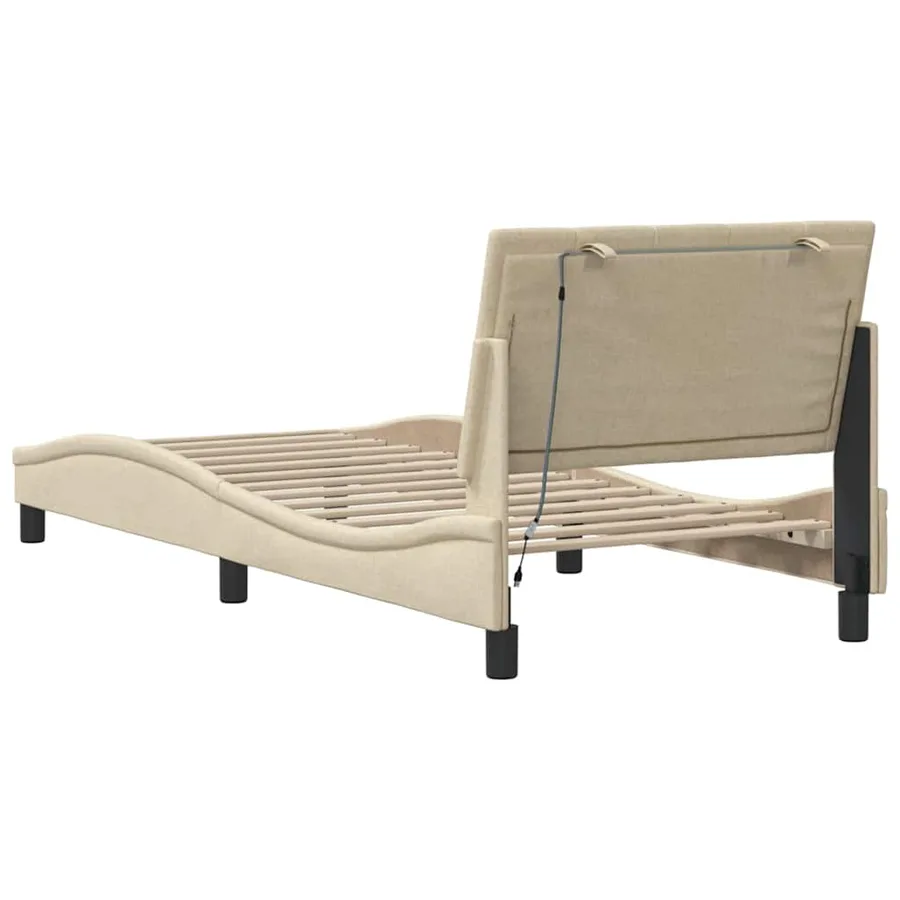 Cadre de lit sans matelas Hanko crème 80x200 cm tissu - 8