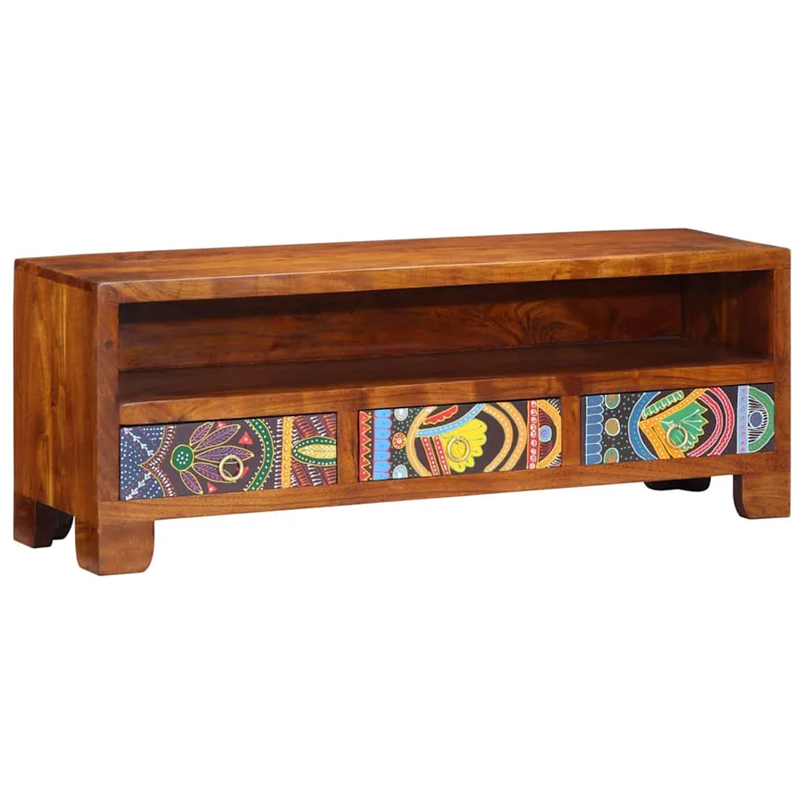 Meuble TV multicolore 110x30x40 bois d'acacia massif - 2