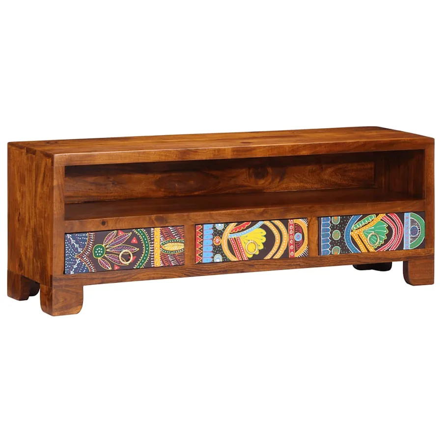 Meuble TV multicolore 110x30x40 bois d'acacia massif - 3