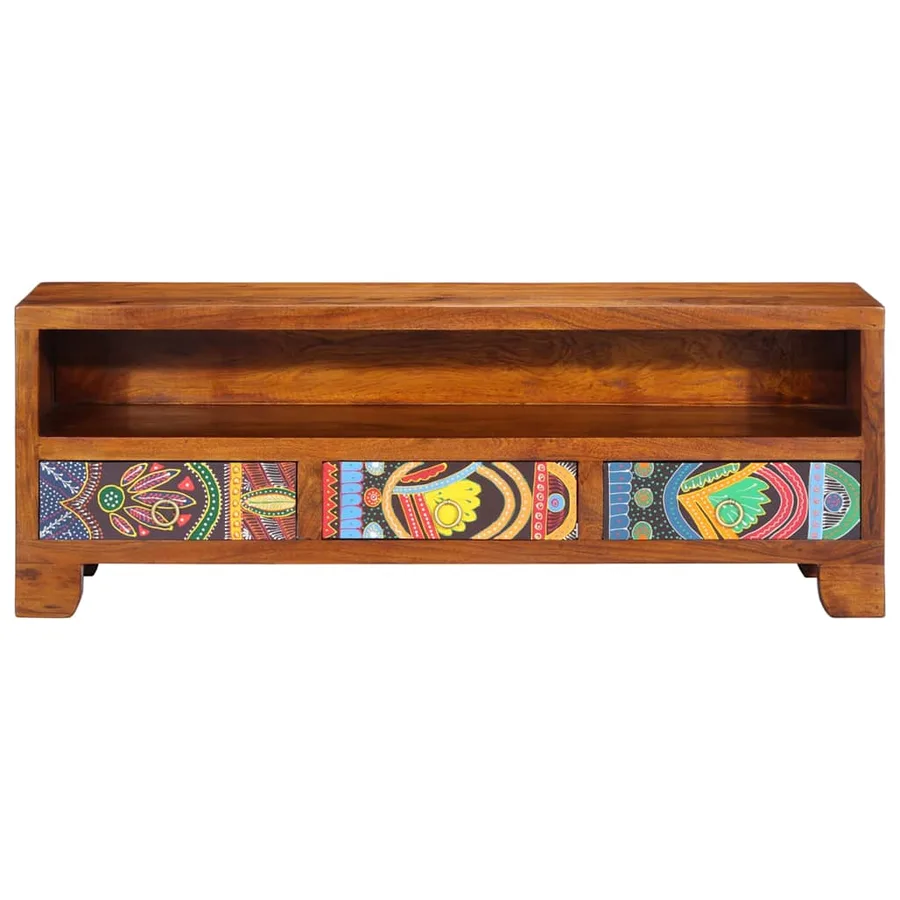 Meuble TV multicolore 110x30x40 bois d'acacia massif - 5