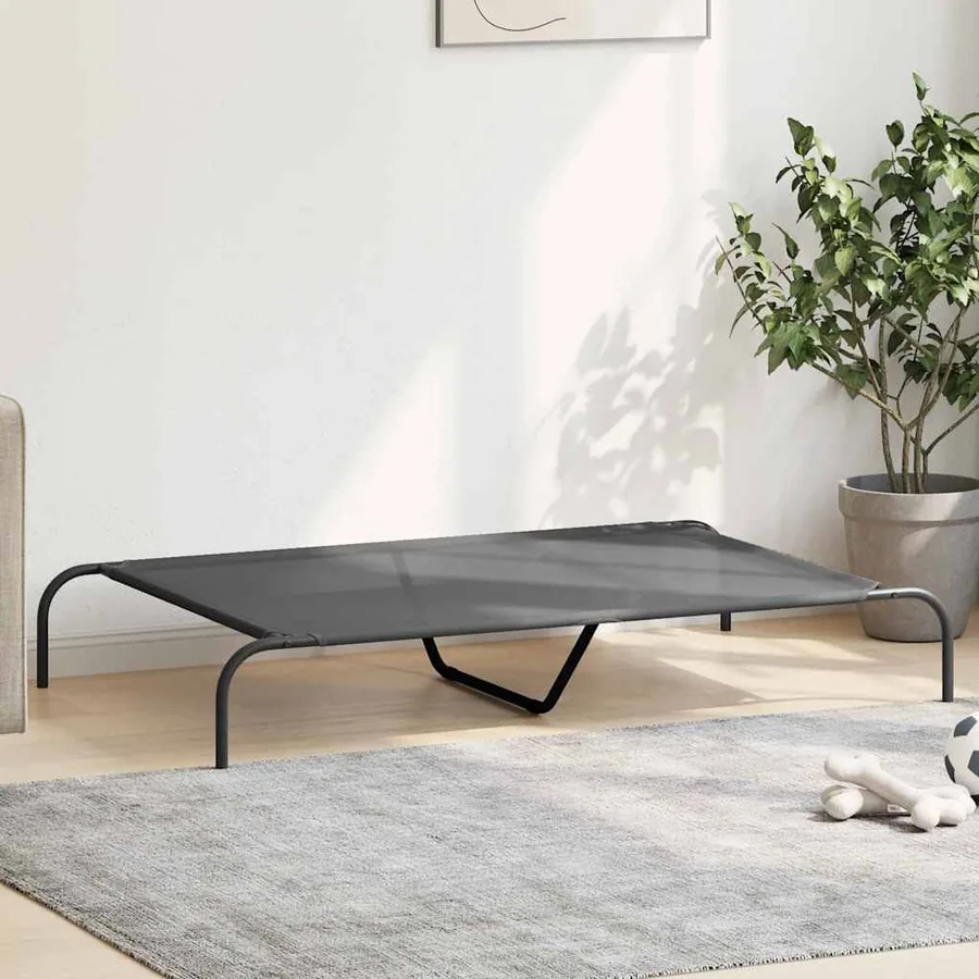 Lit surélevé pour chien gris 130x80x20 cm textilène et acier - 3