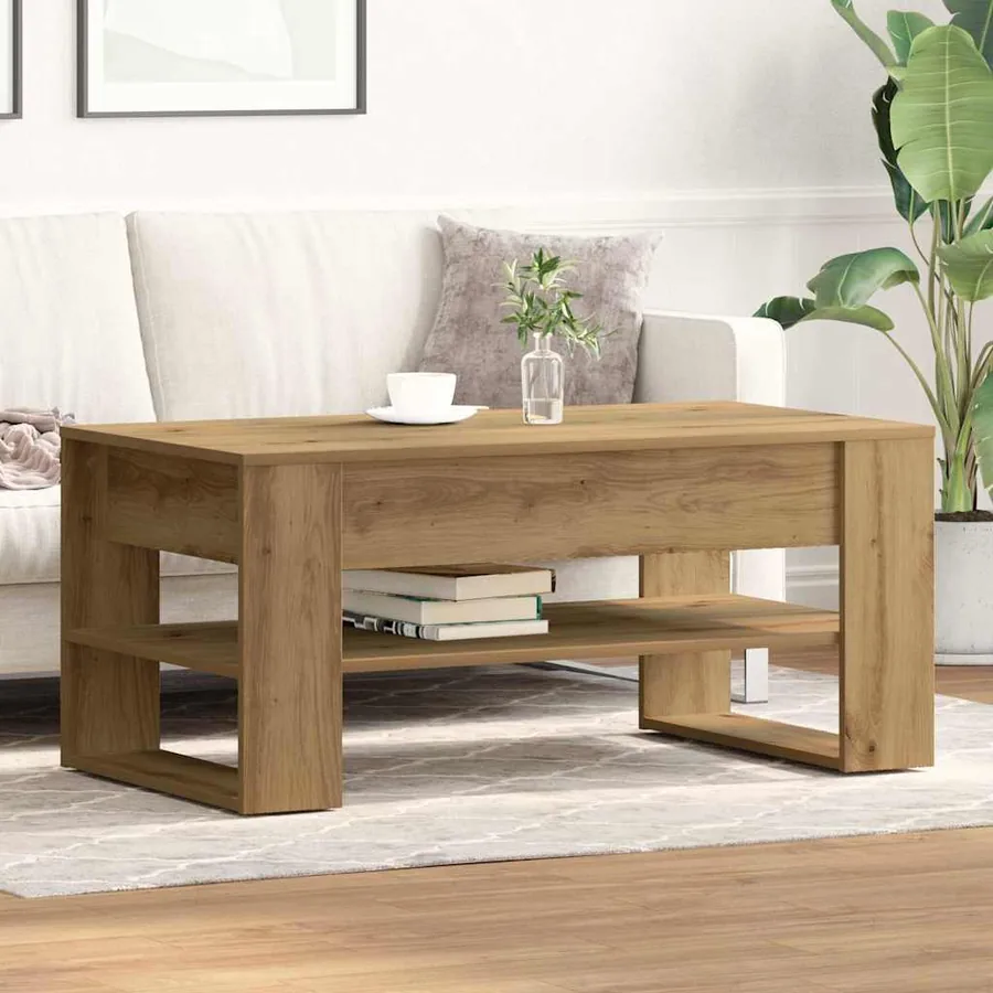 Table basse Chêne artisanal 102 x 55 x 45 cm Bois d'ingénierie
