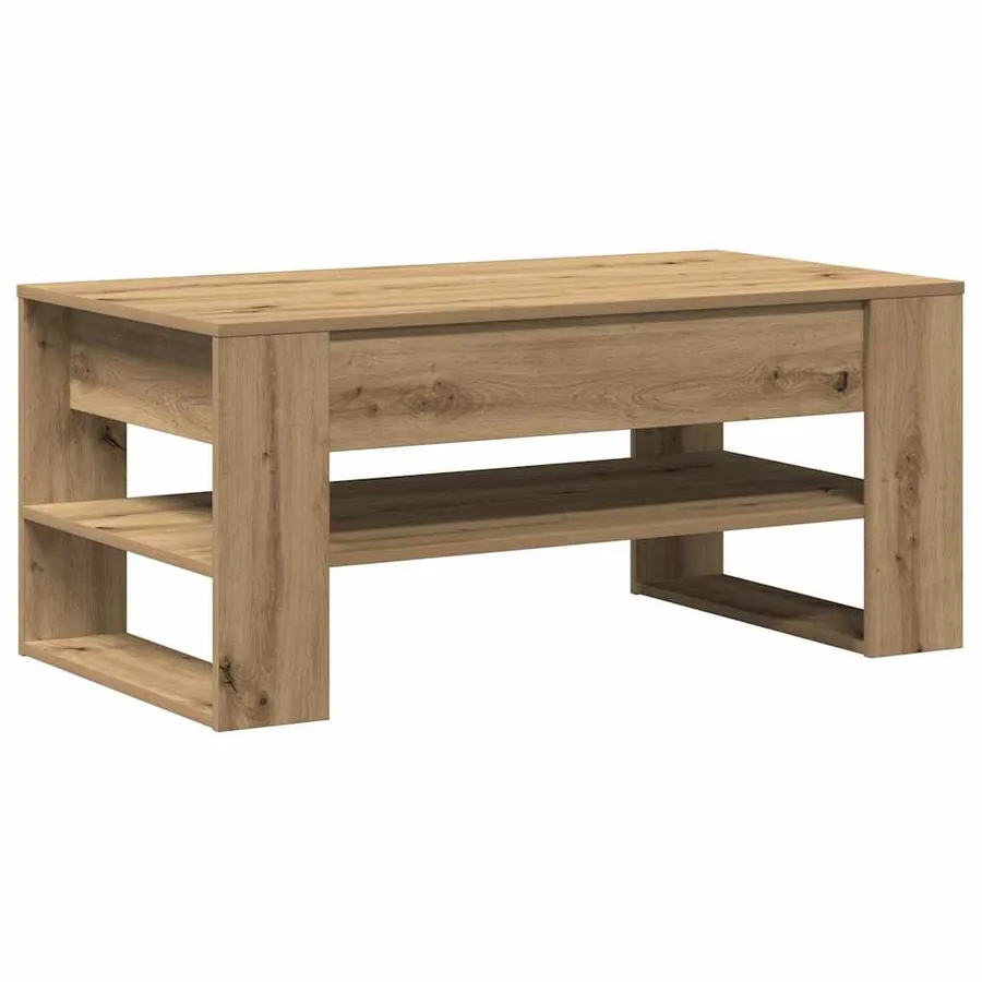 Table basse Chêne artisanal 102 x 55 x 45 cm Bois d'ingénierie - 2
