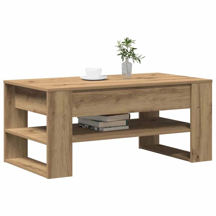 Table basse Chêne artisanal 102 x 55 x 45 cm Bois d'ingénierie - 3