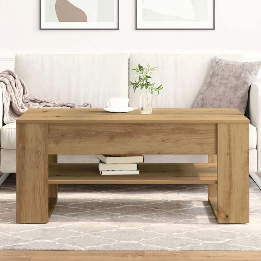 Table basse Chêne artisanal 102 x 55 x 45 cm Bois d'ingénierie - 4