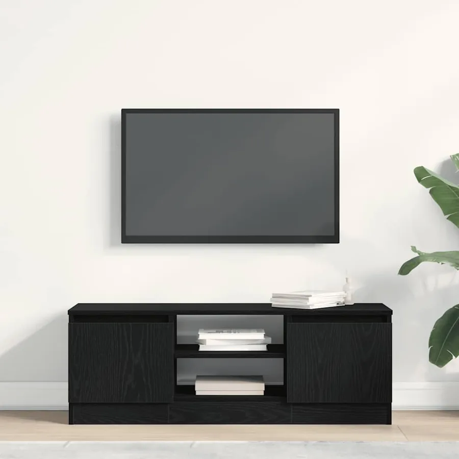 Meuble TV chêne noir 102x30x36 cm bois d'ingénierie - 3