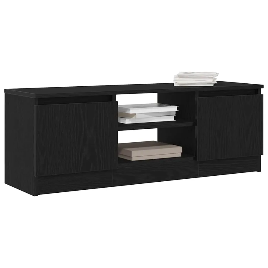 Meuble TV chêne noir 102x30x36 cm bois d'ingénierie - 4
