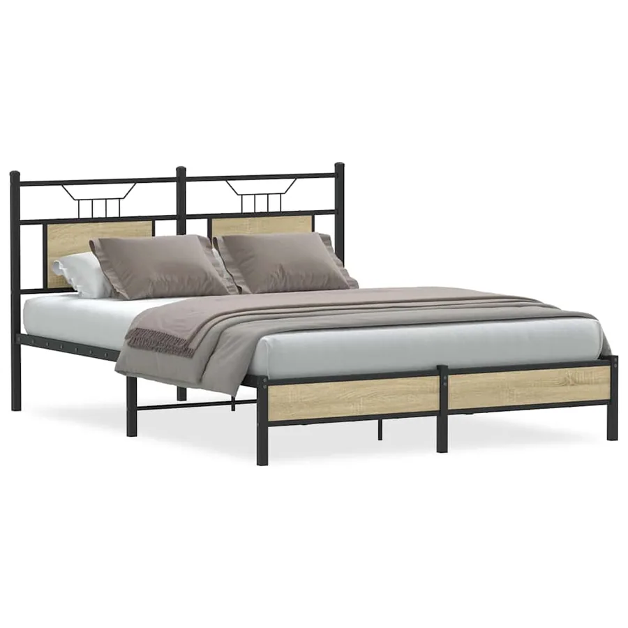 Cadre de lit sans matelas chêne sonoma 140x190 cm - 2