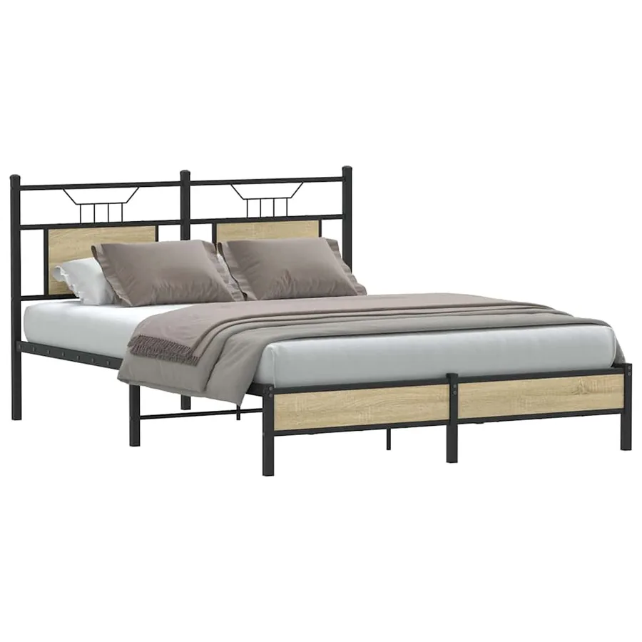 Cadre de lit sans matelas chêne sonoma 140x190 cm - 3
