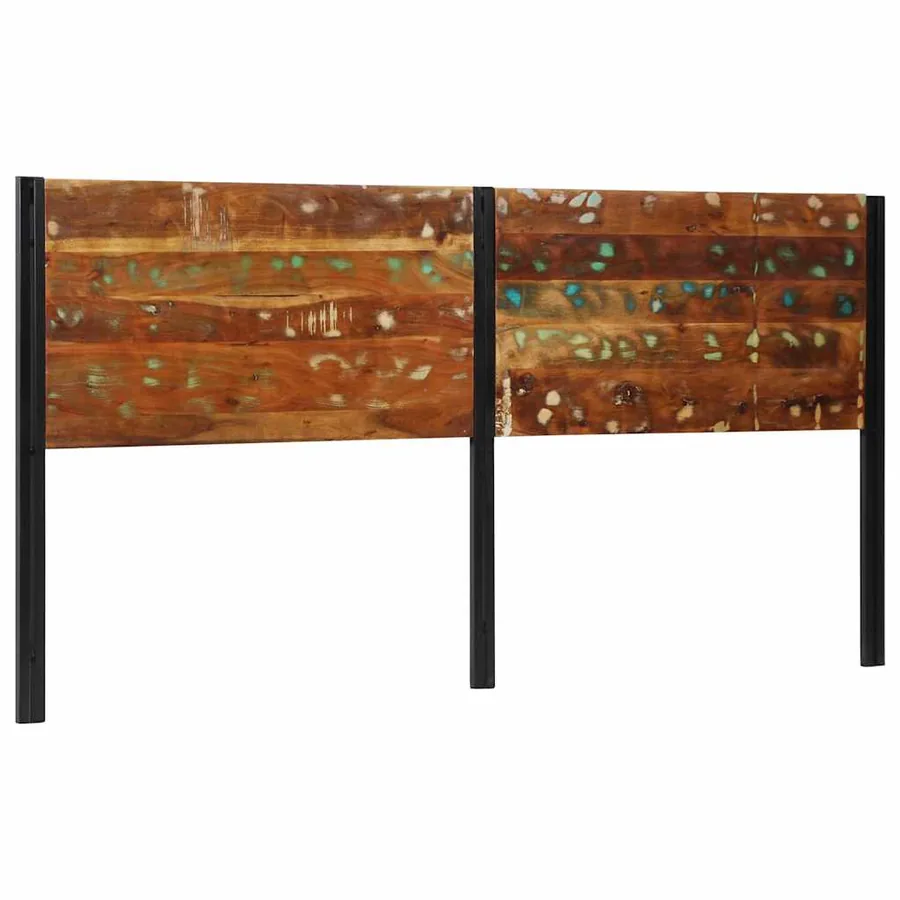 Tête de lit 200 cm bois massif récupéré et fer - 11
