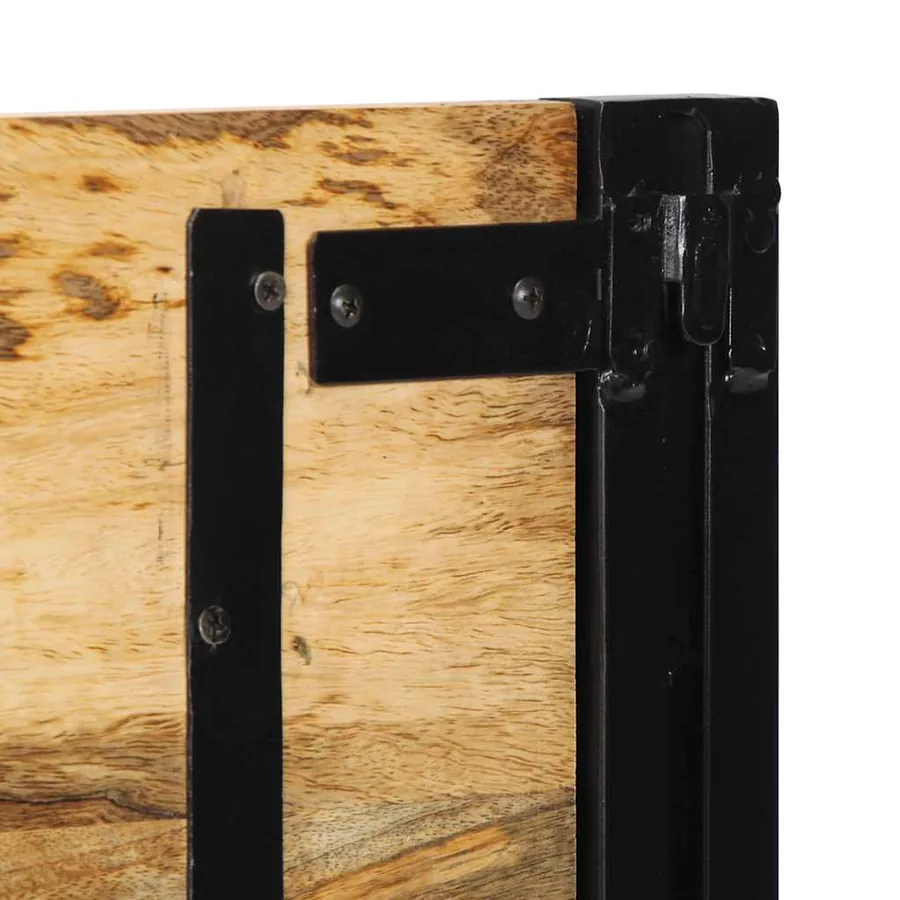 Tête de lit 120 cm bois massif manguier et fer - 7
