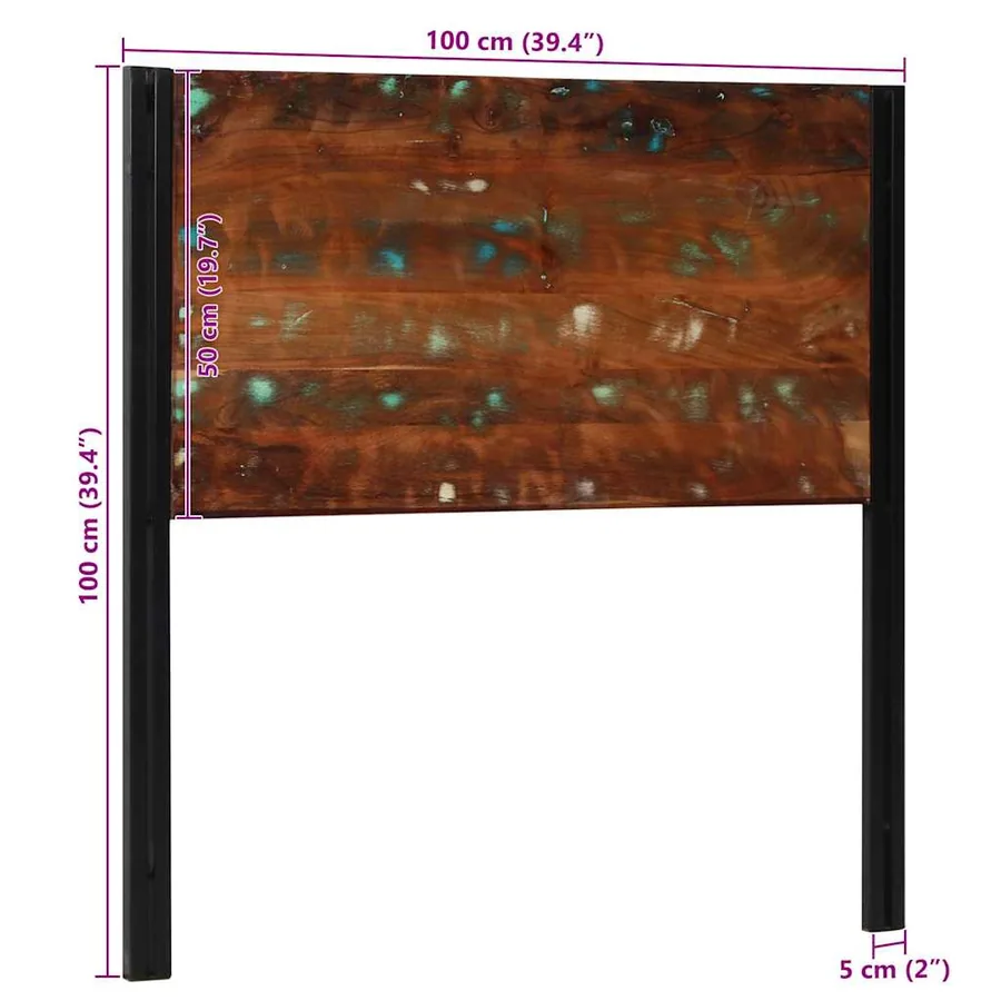 Tête de lit 100 cm bois massif récupéré et fer - 11