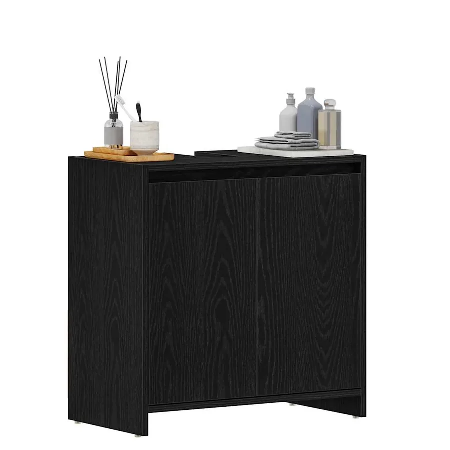 Armoire de bain chêne noir 60x33x60 cm bois d'ingénierie - 4