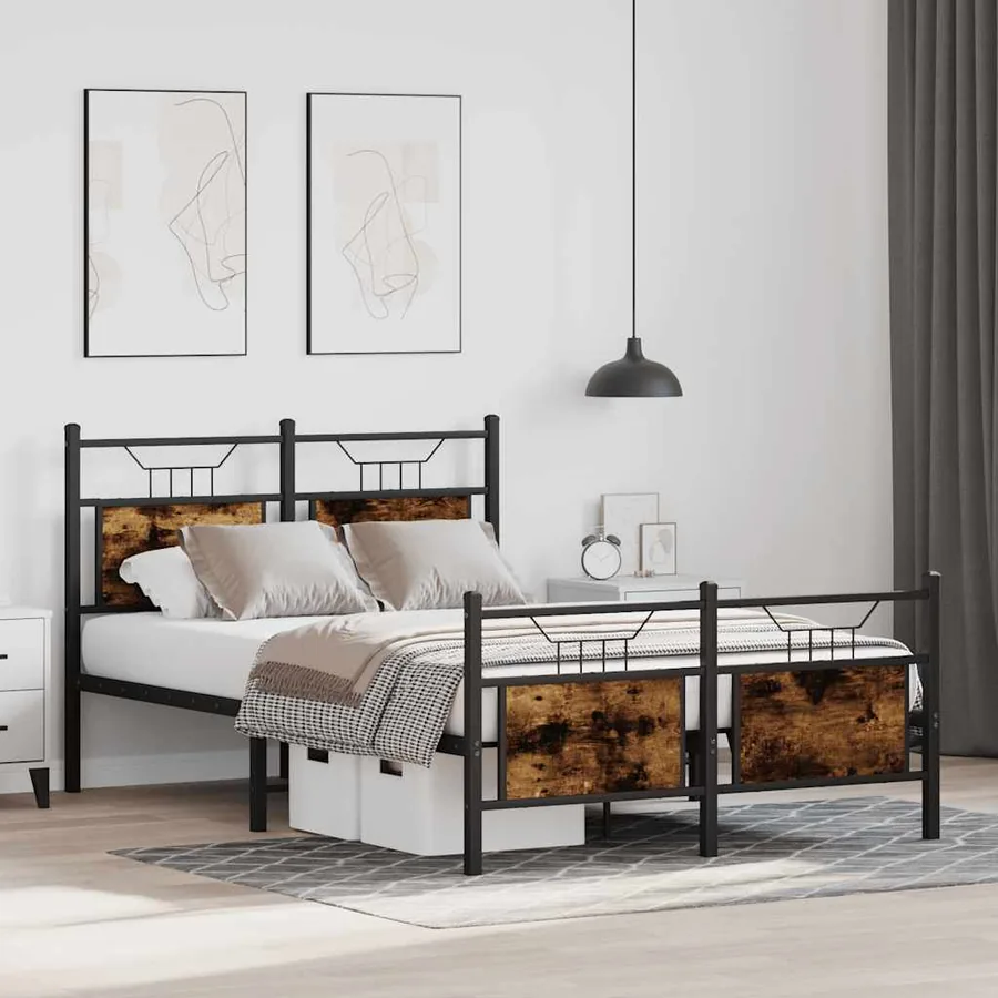 Cadre de lit sans matelas chêne fumé 120x190 cm bois ingénierie - 4