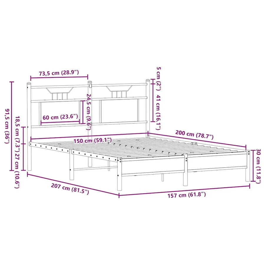 Cadre de lit sans matelas chêne sonoma 150x200 cm - 11