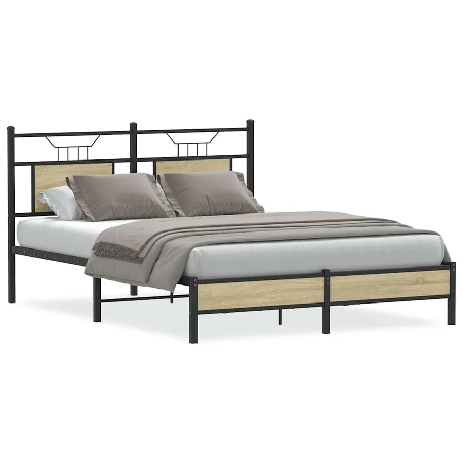 Cadre de lit sans matelas chêne sonoma 150x200 cm - 2