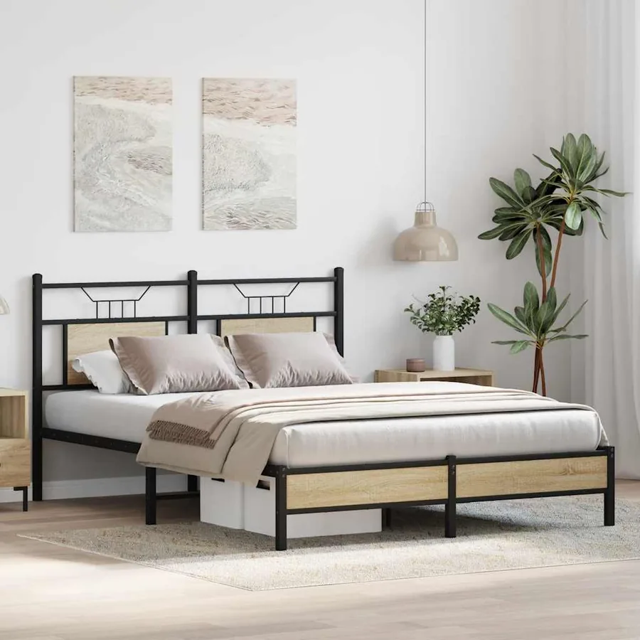 Cadre de lit sans matelas chêne sonoma 150x200 cm - 4