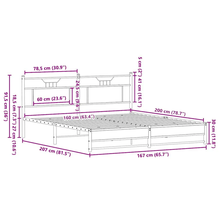Cadre de lit sans matelas chêne sonoma 160x200 cm - 11