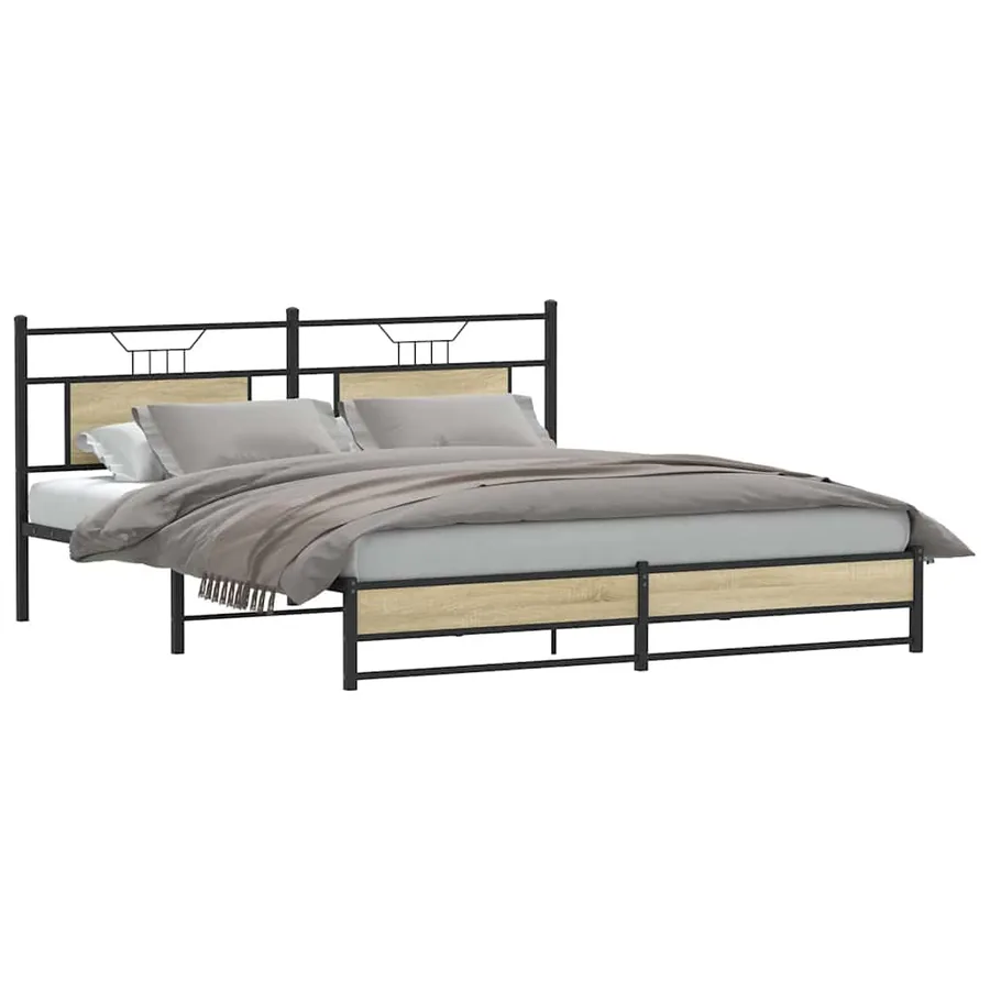 Cadre de lit sans matelas chêne sonoma 160x200 cm - 2