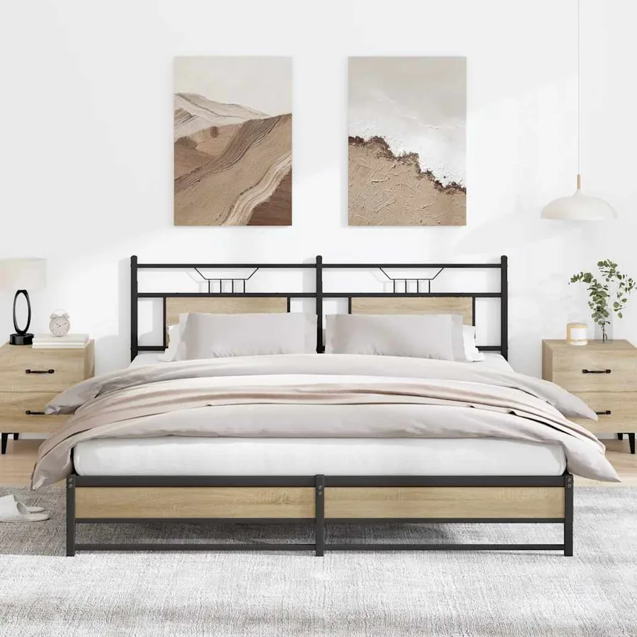 Cadre de lit sans matelas chêne sonoma 160x200 cm - 4