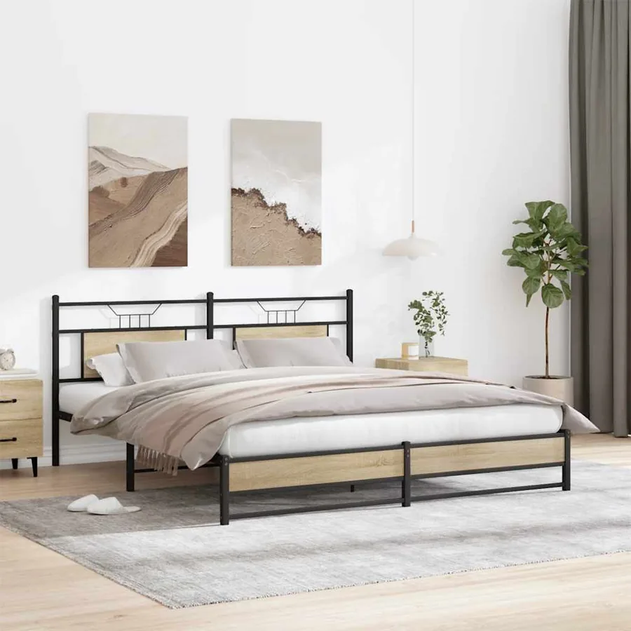 Cadre de lit sans matelas chêne sonoma 160x200 cm - 5