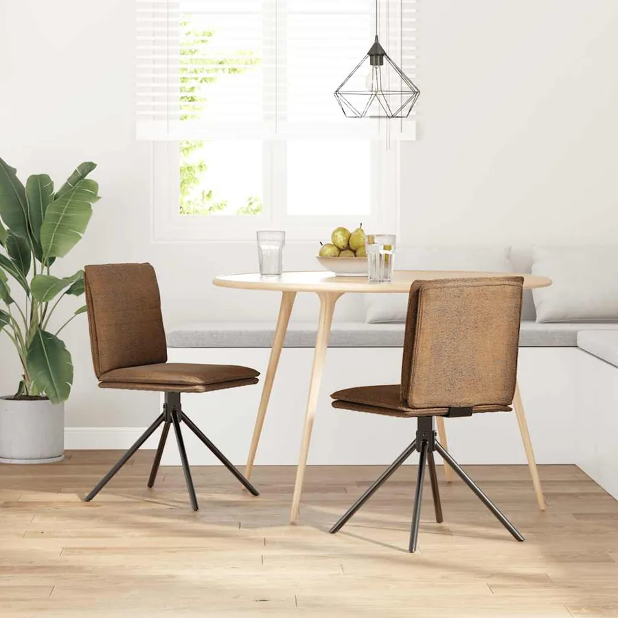 Chaise à manger marron similicuir daim - 2