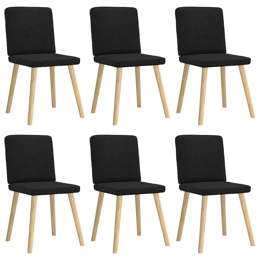 Chaises à manger lot de 6 noir tissu - 2