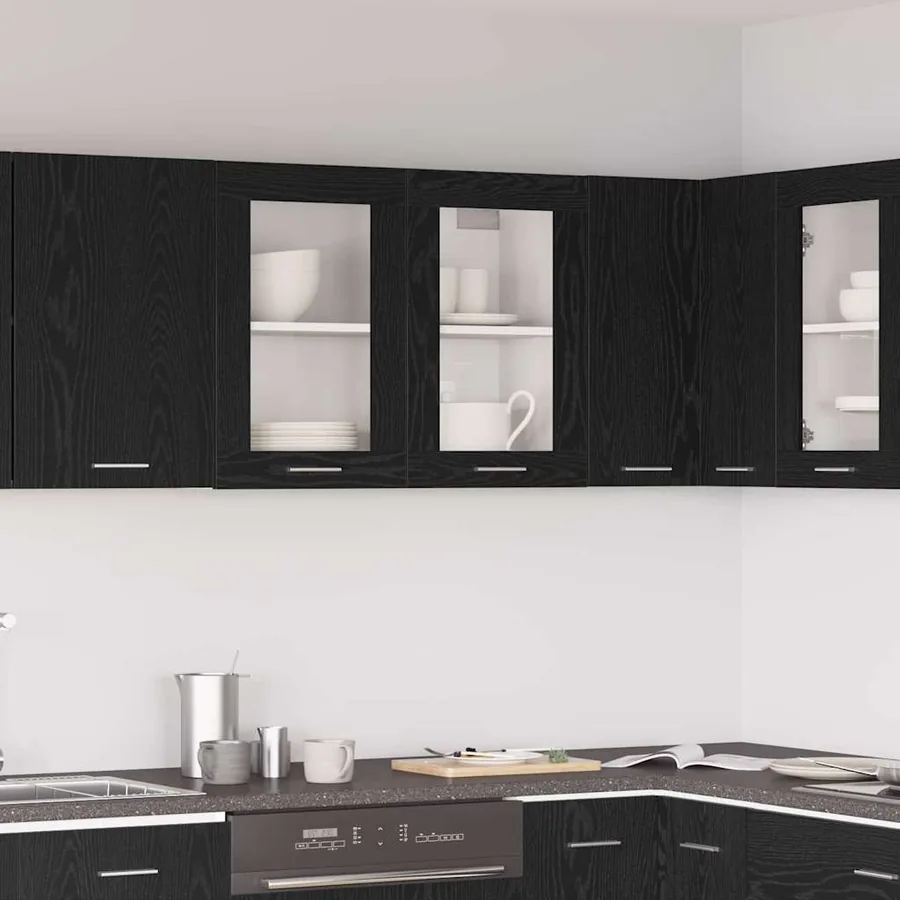 Armoire suspendue avec étagère Lyon Chêne noir 80 x 31 x 60 cm
