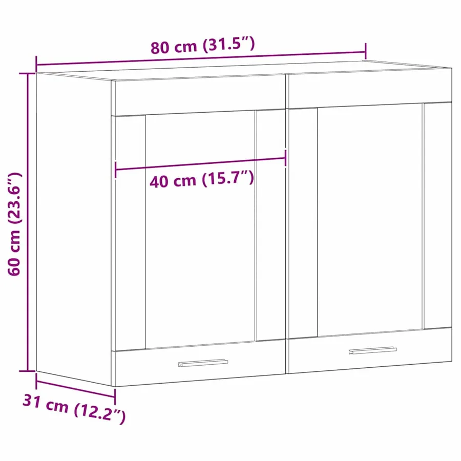 Armoire suspendue avec étagère Lyon Chêne noir 80 x 31 x 60 cm - 12