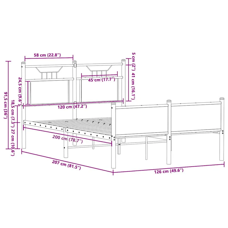 Cadre de lit sans matelas chêne sonoma 120x200 cm - 11
