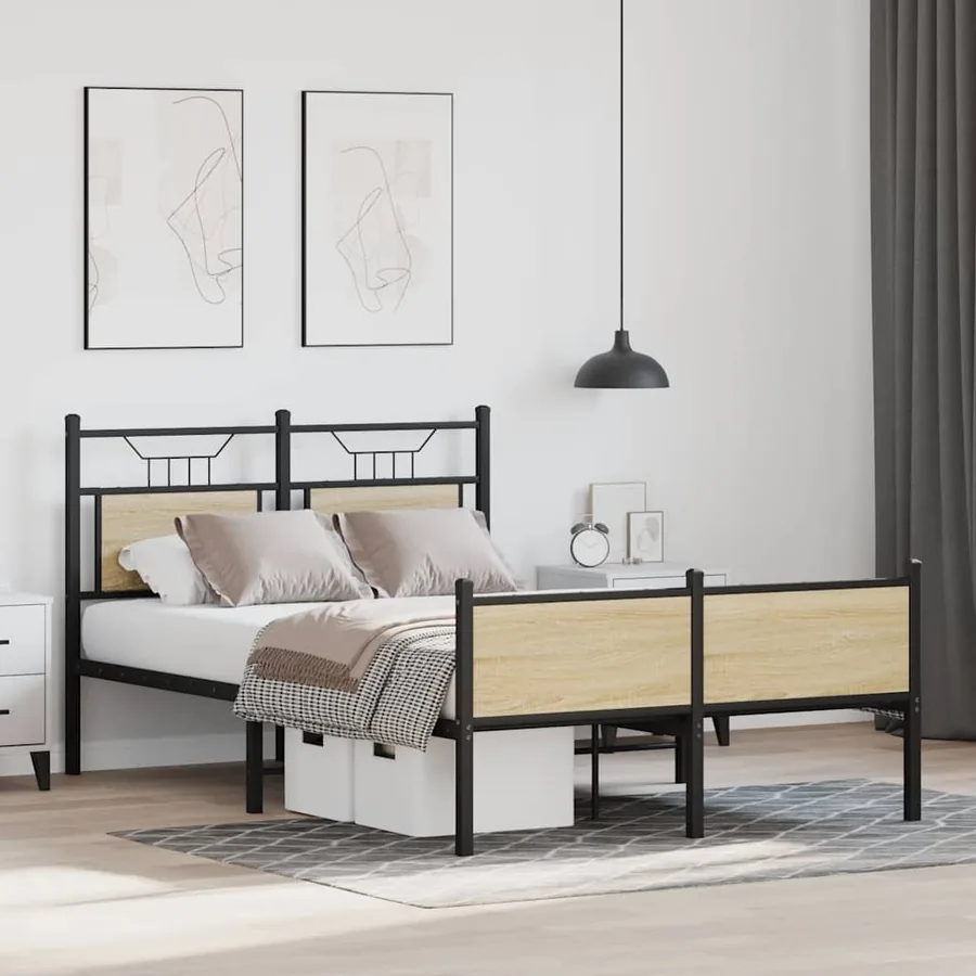 Cadre de lit sans matelas chêne sonoma 120x200 cm - 5