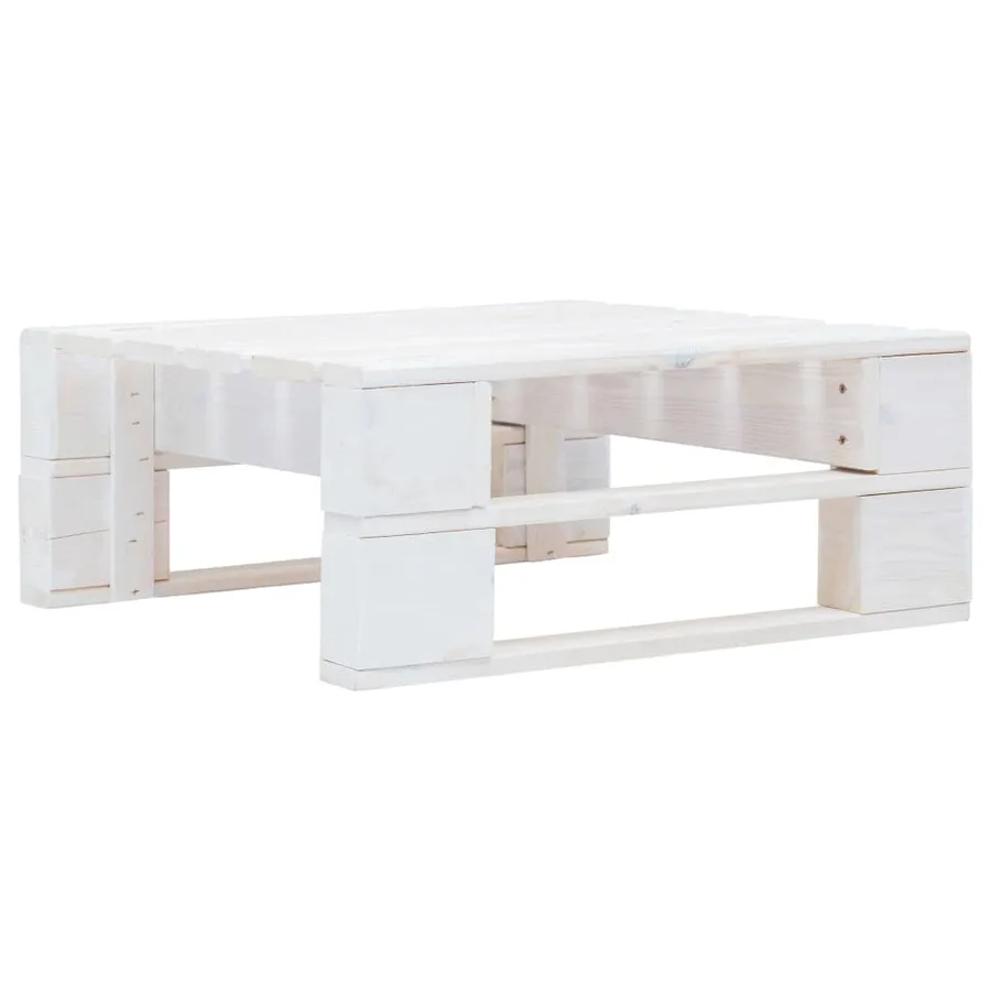 Pouf palette de jardin Bois de pin imprégné de blanc - 2