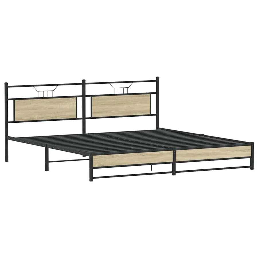 Cadre de lit en métal sans matelas chêne sonoma 193x201 cm - 5