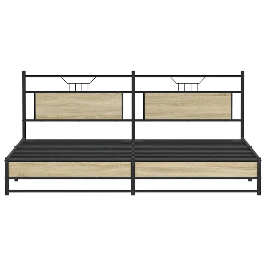 Cadre de lit en métal sans matelas chêne sonoma 193x201 cm - 6