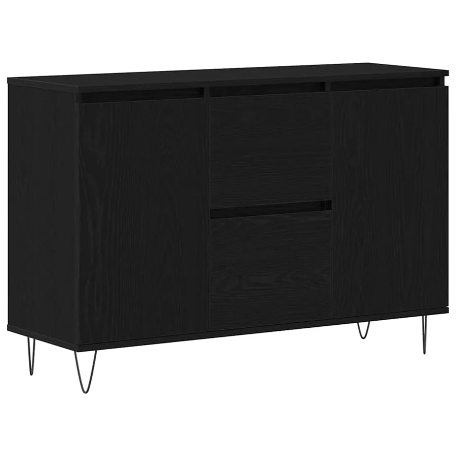 Buffet Chêne noir 101,5 x 35 x 70 cm Bois d'ingénierie - 2
