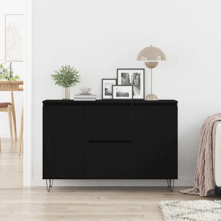 Buffet Chêne noir 101,5 x 35 x 70 cm Bois d'ingénierie - 4