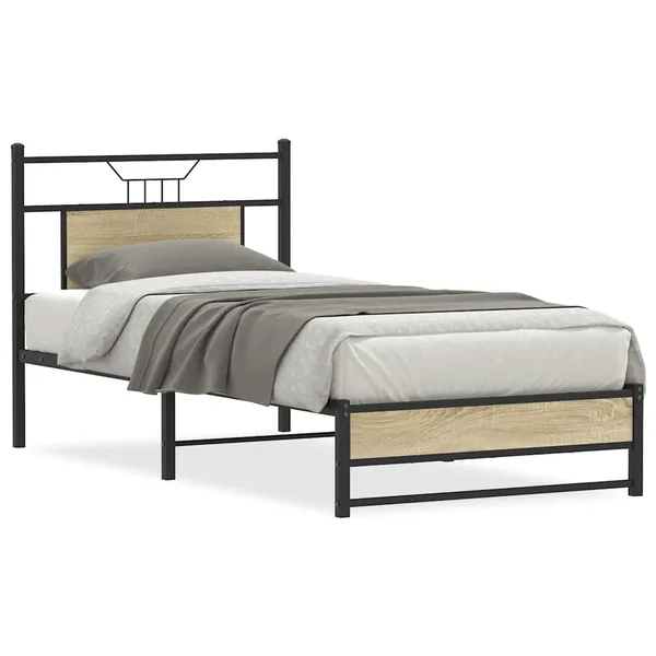 Cadre de lit sans matelas chêne sonoma 75x190 cm